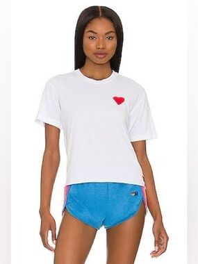 Aviator Nation White Short-Sleeve Tee with Red Heart. S. NWOT